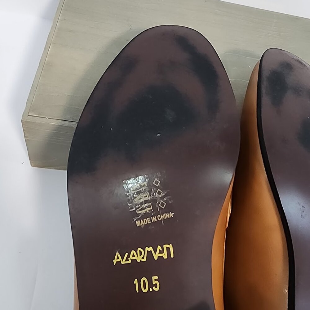 AZARMAN‎ Cognac Brown Slip On Loafers With Buckle Mens Size 10.5 - Picture 12 of 15